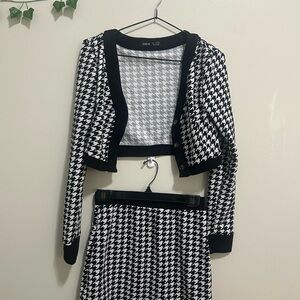 SHEIN Black & White Houndstooth Knit Set